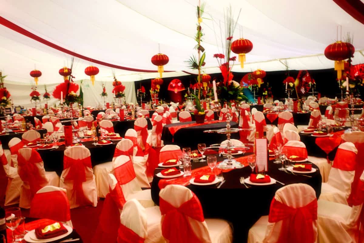 oriental themed marquee decorations