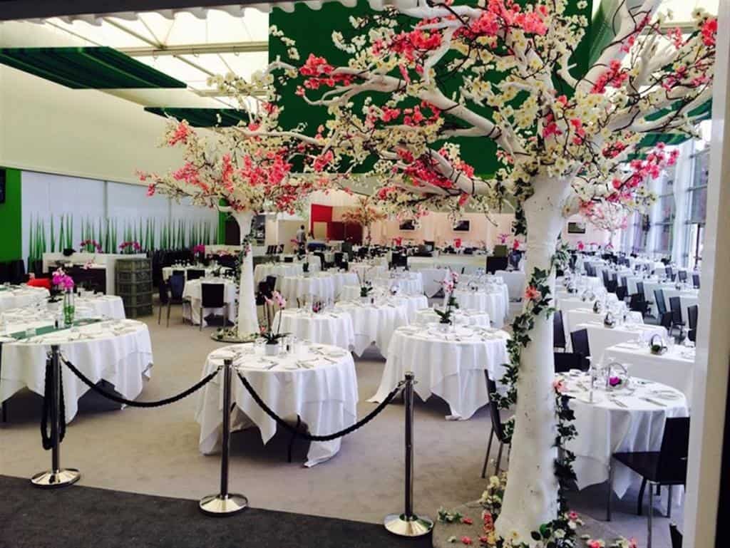 white and pink cherry blossom tree gala dinner cluster room decor artificial faux fake not real look alikes