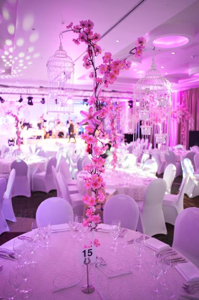 Spring Blossom Hanging Birdcage Table Centres