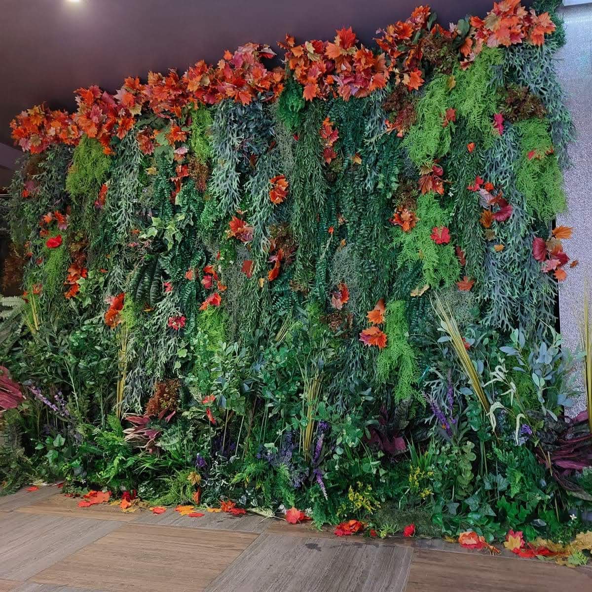 autumnal living wall leaves