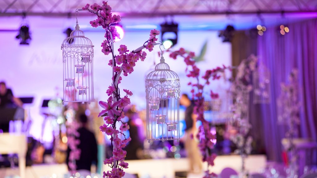 Spring Blossom Birdcage Table Centre