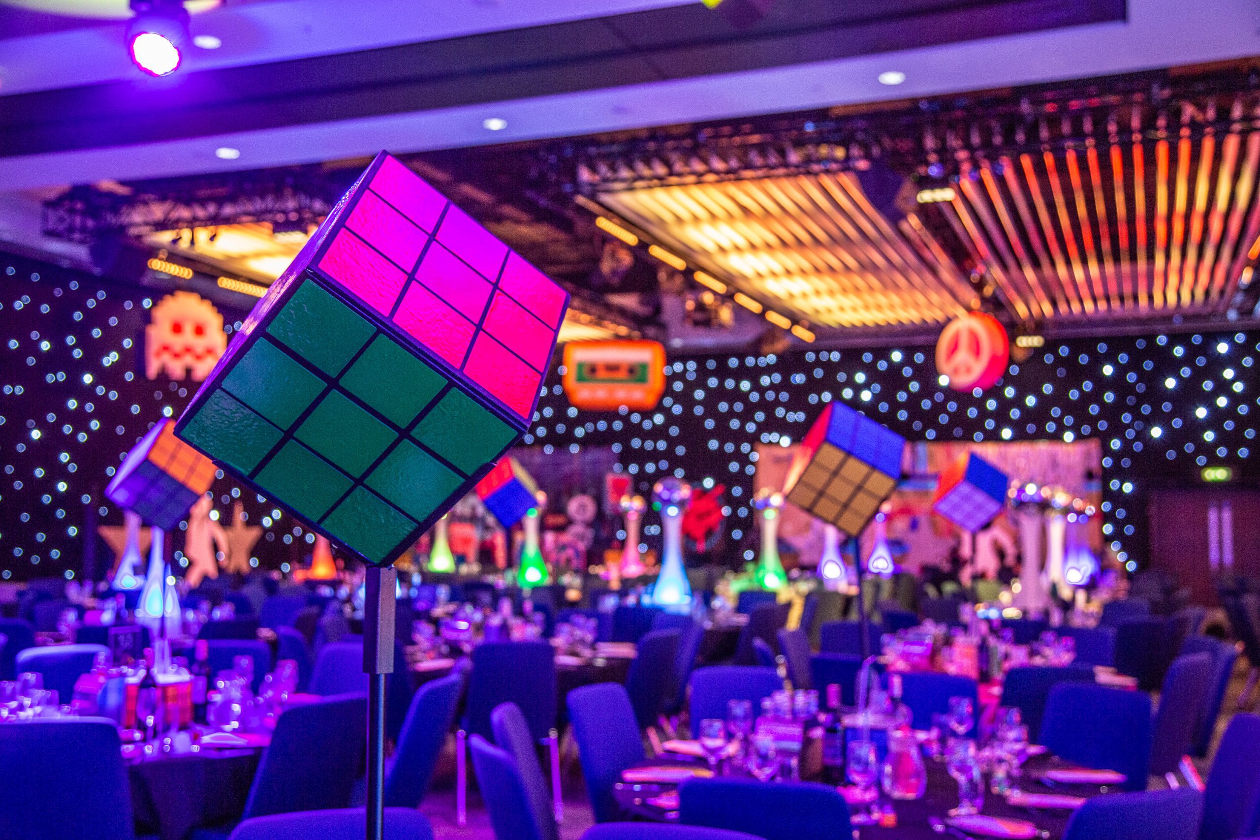 Rubik's Cube 80's Theme Table Centre - Eventologists