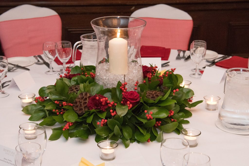 Traditional Christmas Theme Festive Hurricane Table Centre