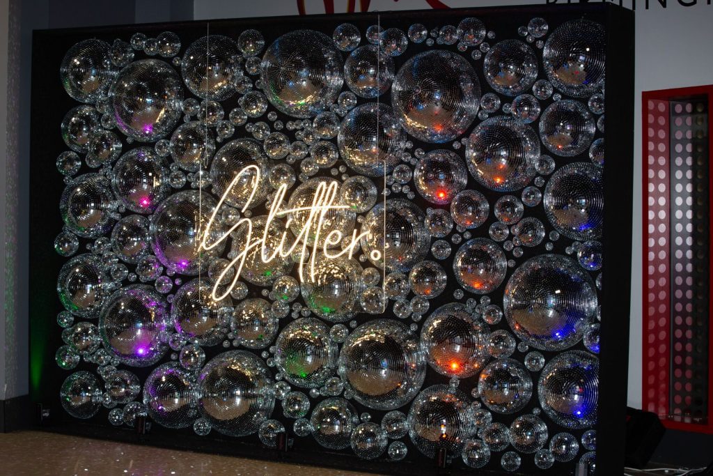 Eventologists 70s Disco Themed Event Glitter Wall Hire
