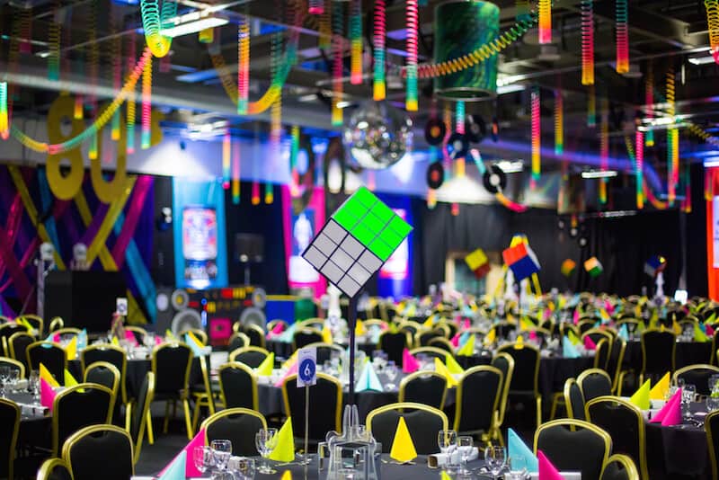 Eventologists 80s Themed Rubiks Cube Table Centre Hire