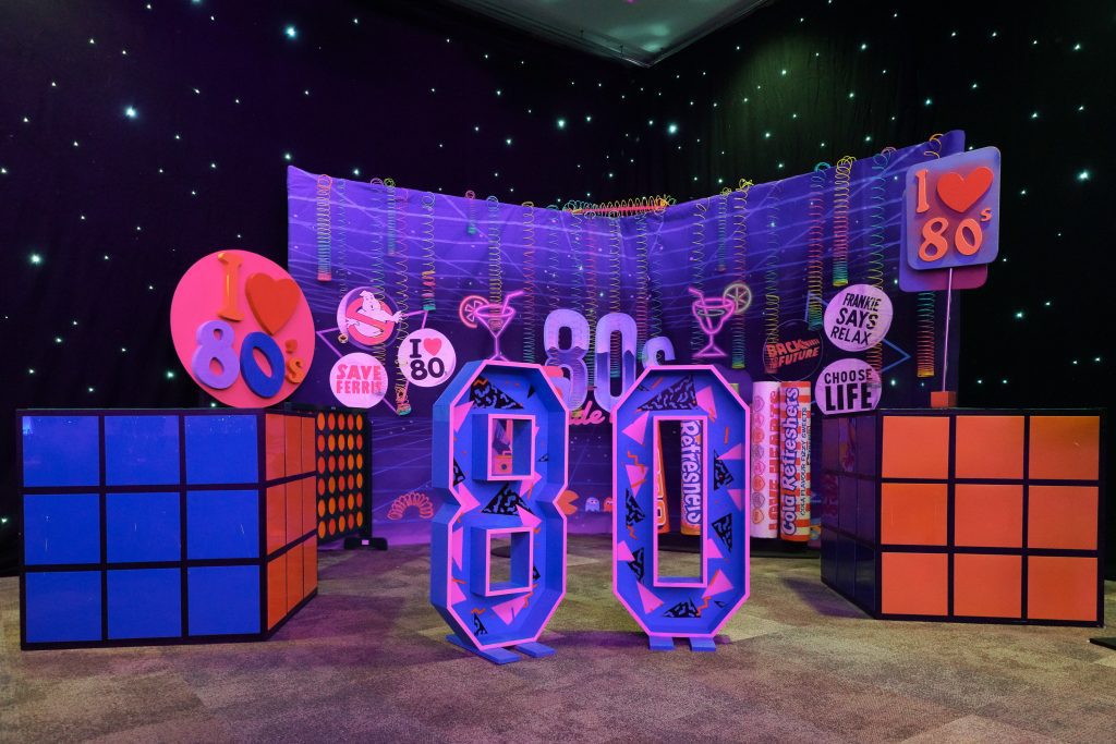 Eventologists Dancing Through The Decades Themed Event 80s Backdrop Large Letter Hire
