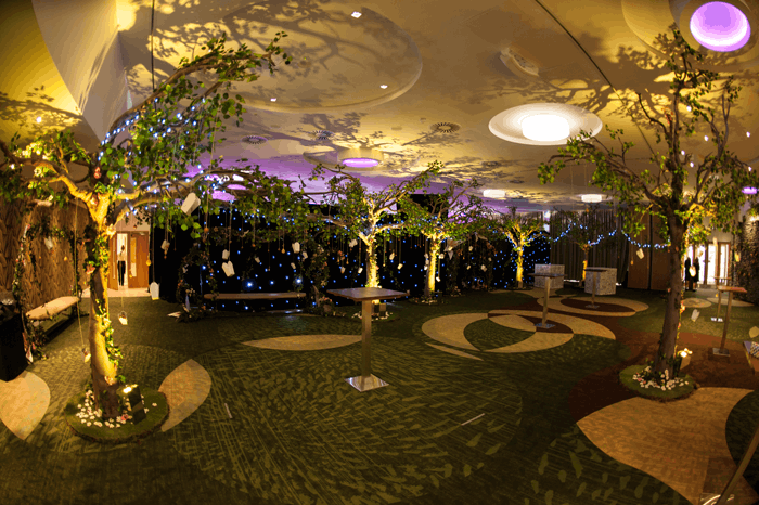 Eventologists Enchanted Forest Themed Event Large Artificial Oak Tree Drinks Reception Hire