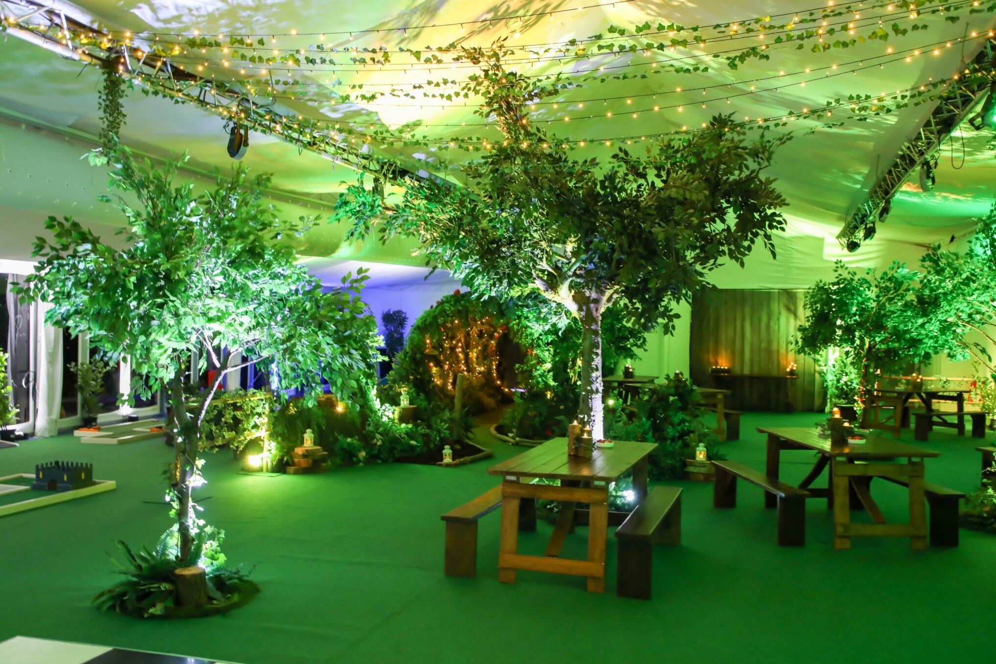 Eventologists Enchanted Woodland Themed Event Foliage Tunnel Entrance Artificial Tree Prop Hire