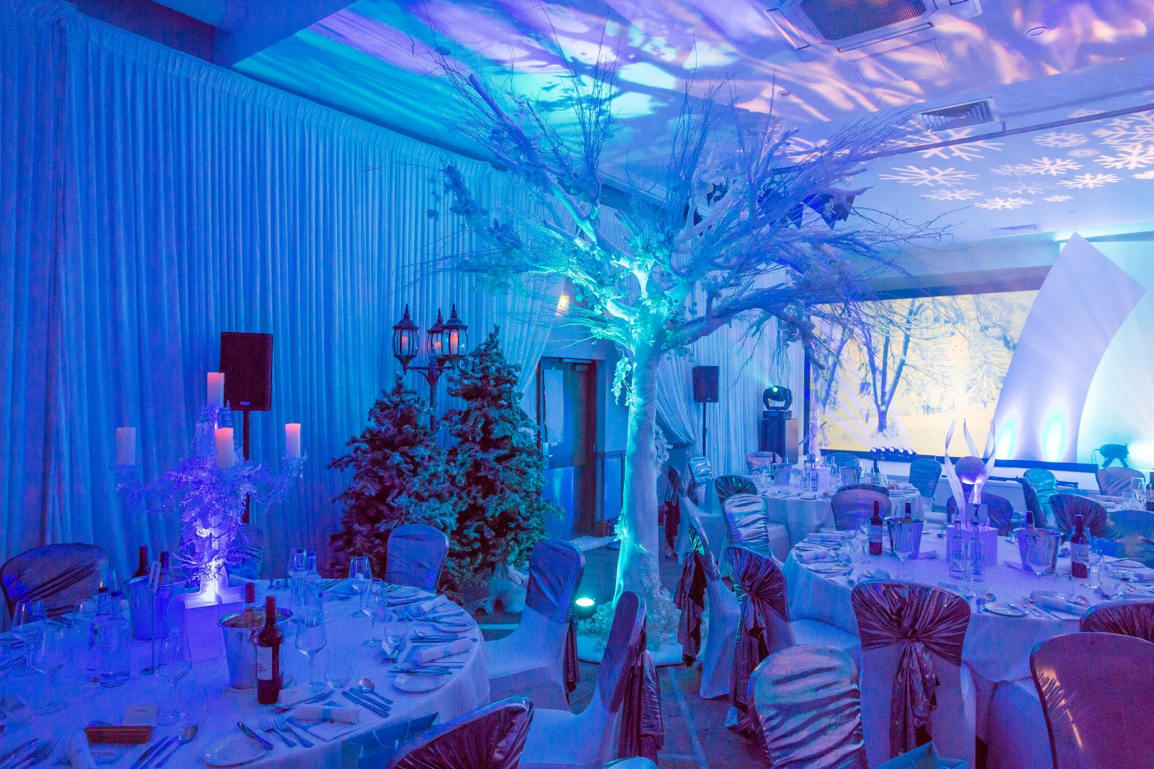 Eventologists Fire And Ice Themed Event Artificial White Christmas Tree 2 Prop Hire