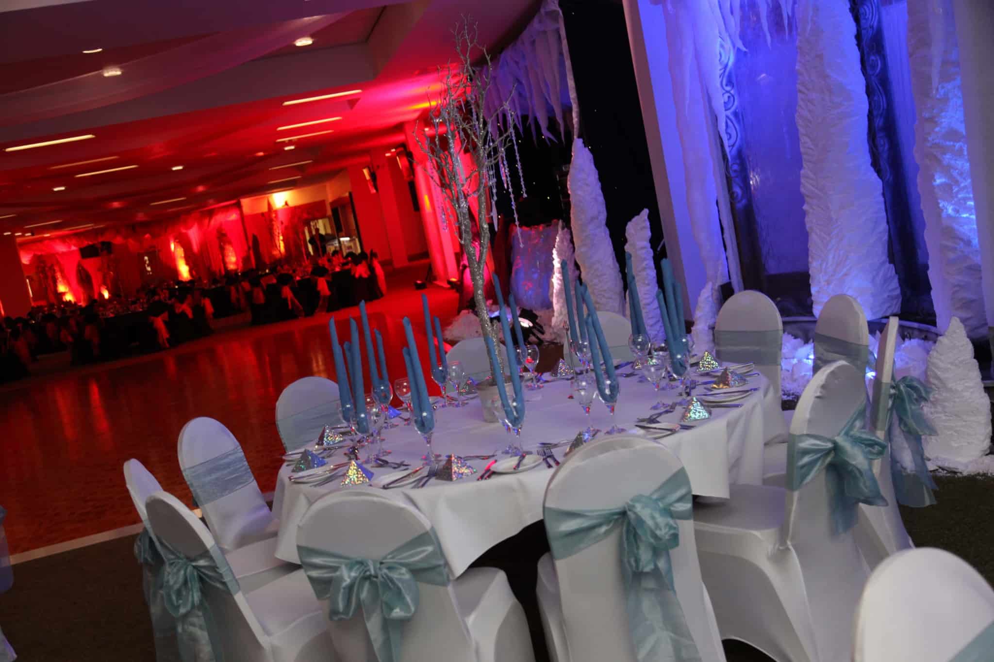 Eventologists Fire And Ice Themed Event Silver Glitter Tree Table Centre Hire