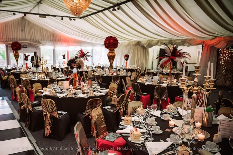 Eventologists Gold Themed Event Red And Gold Table Centre Hire