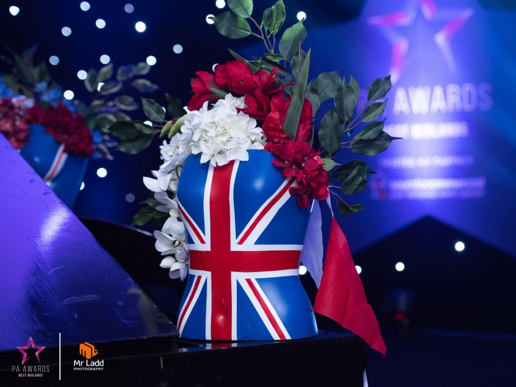 Eventologists Great British Themed Event Flag Vase Floral Table Centre Hire