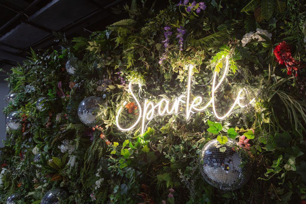 Eventologists Green Spaces Themed Event Foliage Living Wall Neon Sign Hire