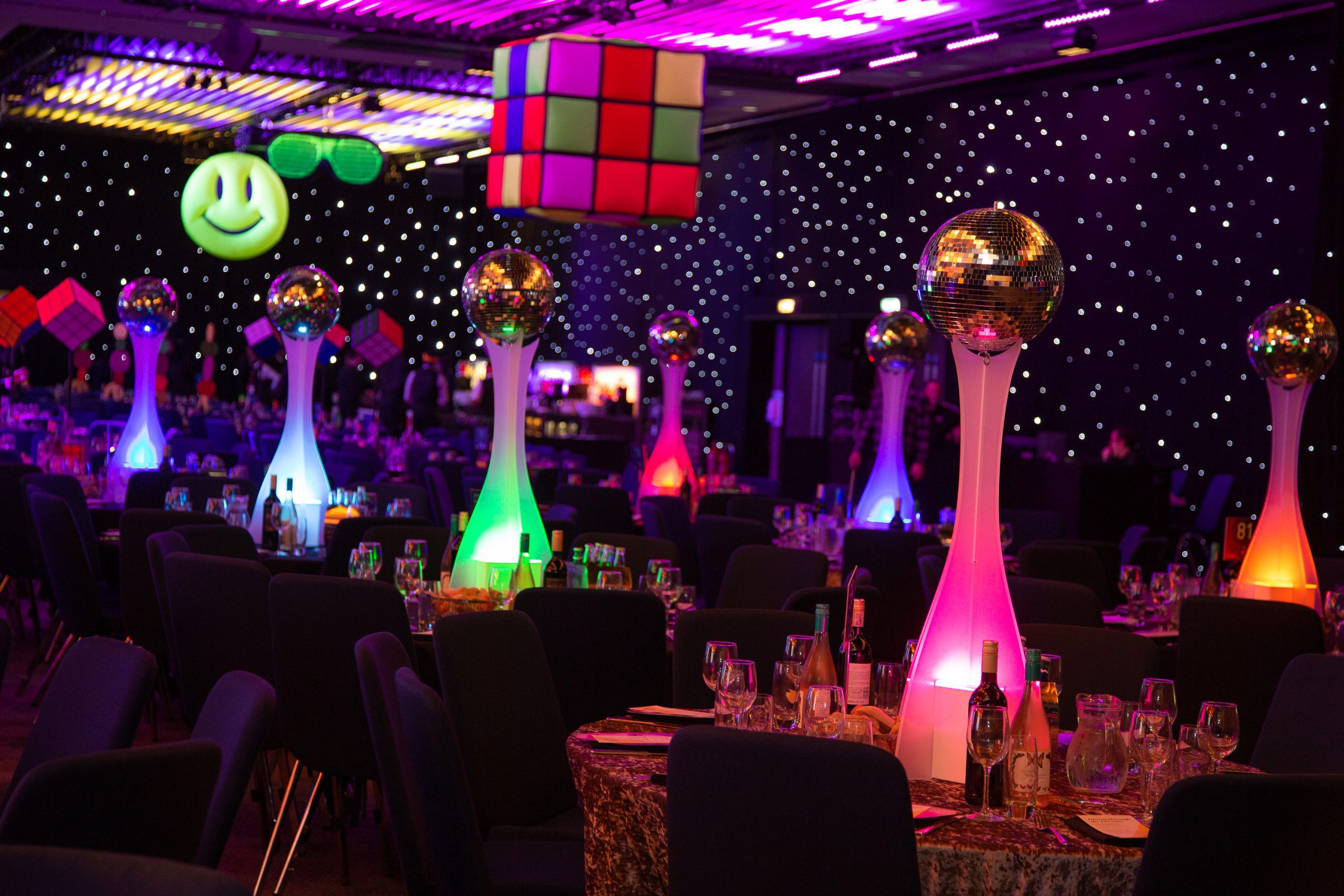 Eventologists Illuminated Themed Event Lightup Disco Ball Table Centre Hire