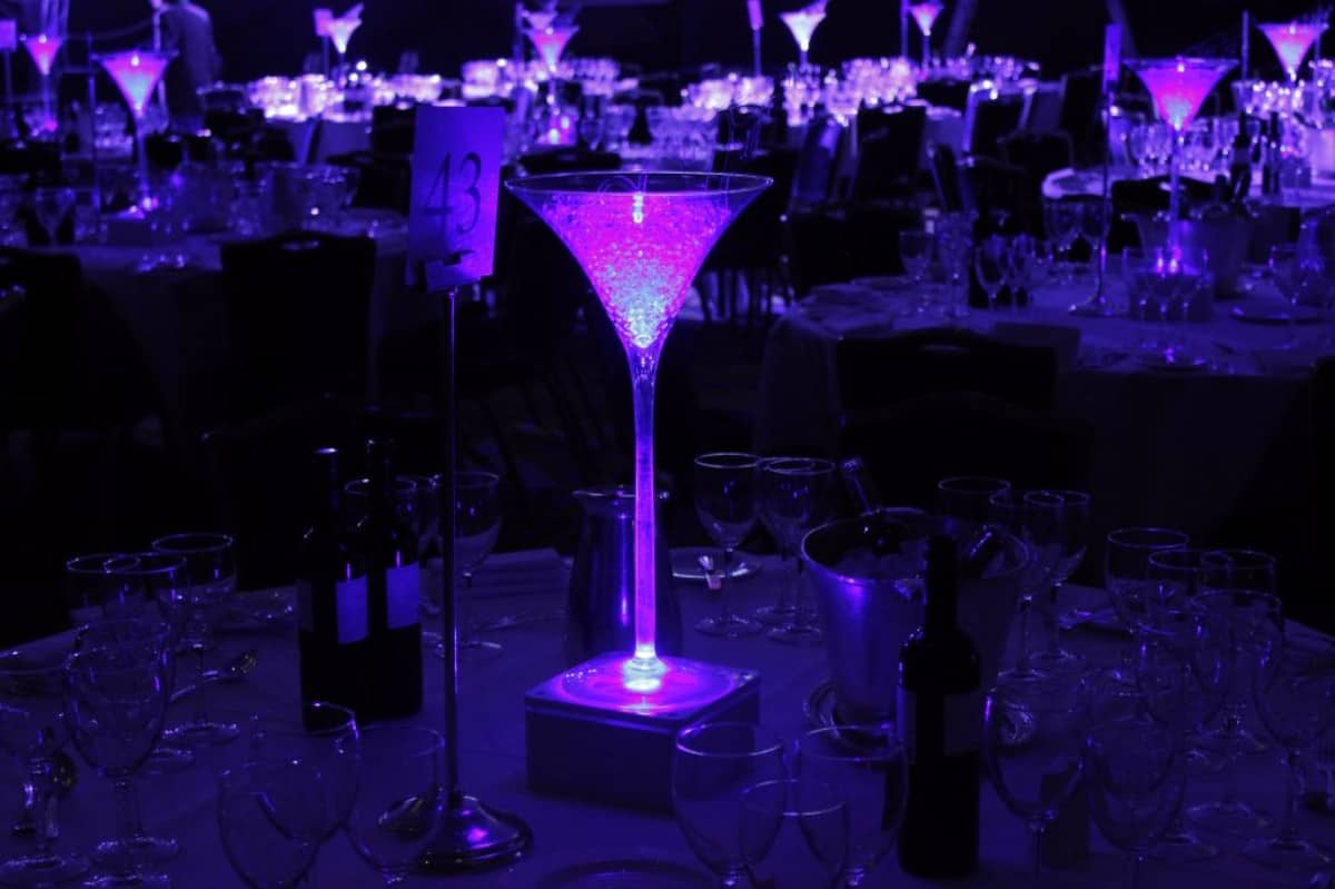 Eventologists Las Vegas Themed Event Lightup Martini Glass Table Centre Hire