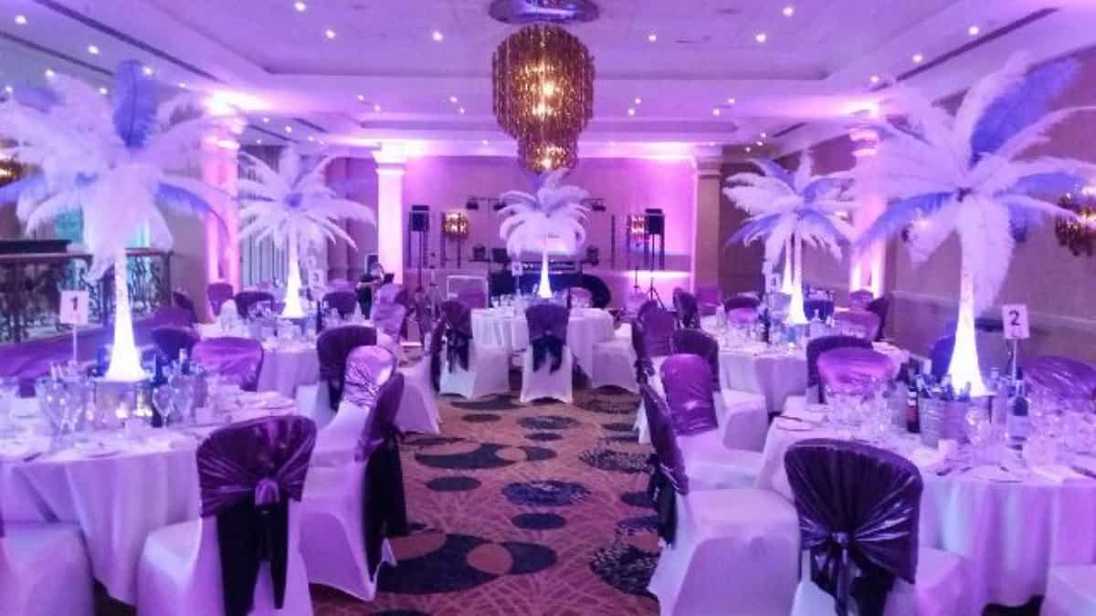 Eventologists Las Vegas Themed Event White Feather Table Centre Hire