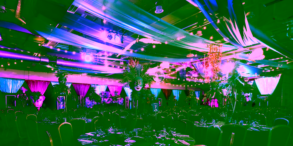 Eventologists Masquerade Theme Event Ceiling Draping