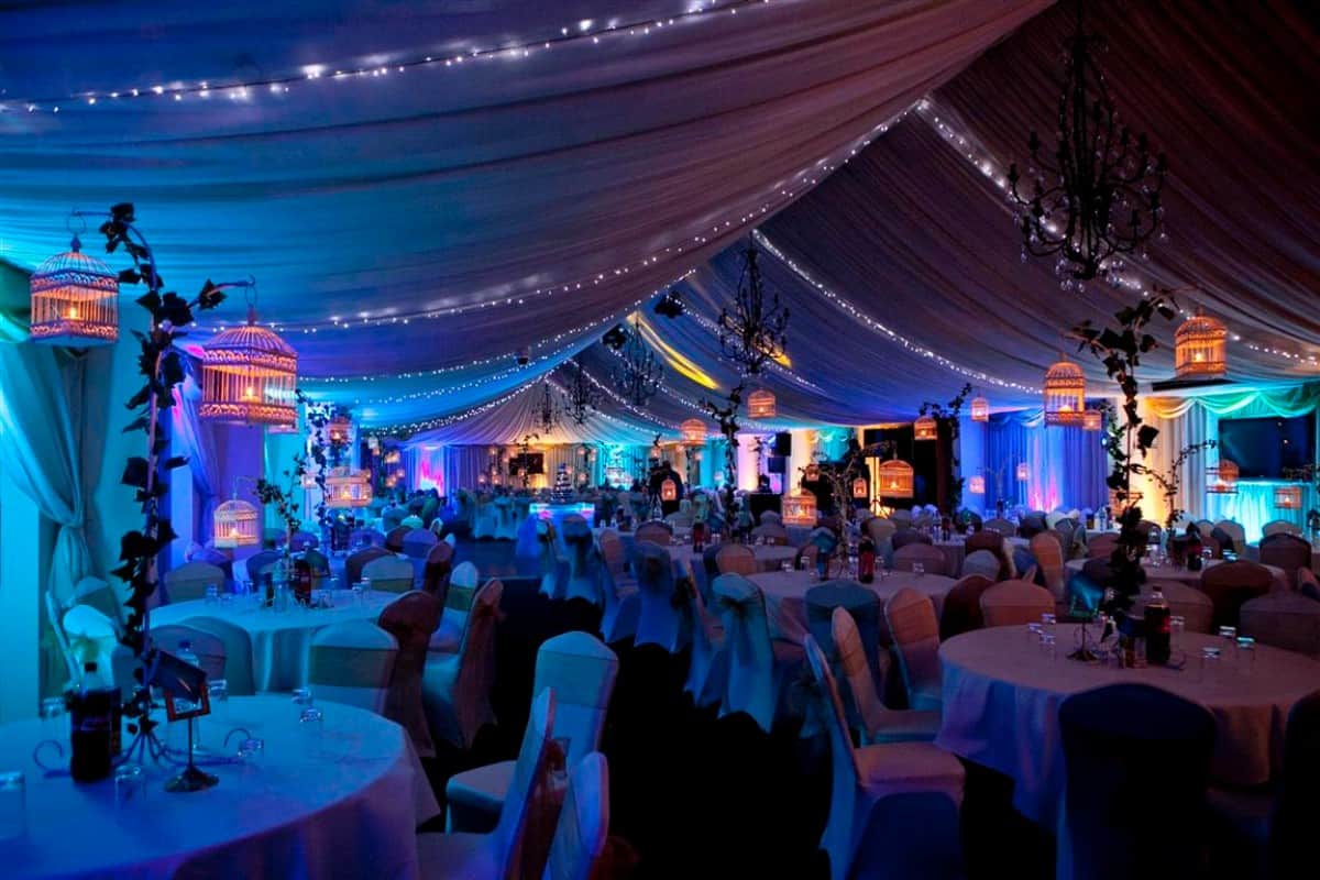 Eventologists Midsummer Nights Dream Themed Event Birdcage Table Centre Ceiling Dressing Hire
