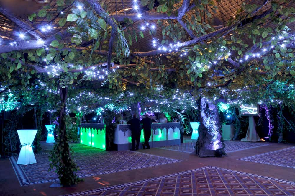 Eventologists Midsummer Nights Dream Themed Event Forest Artificial Tree Ceiling Dressing Hire