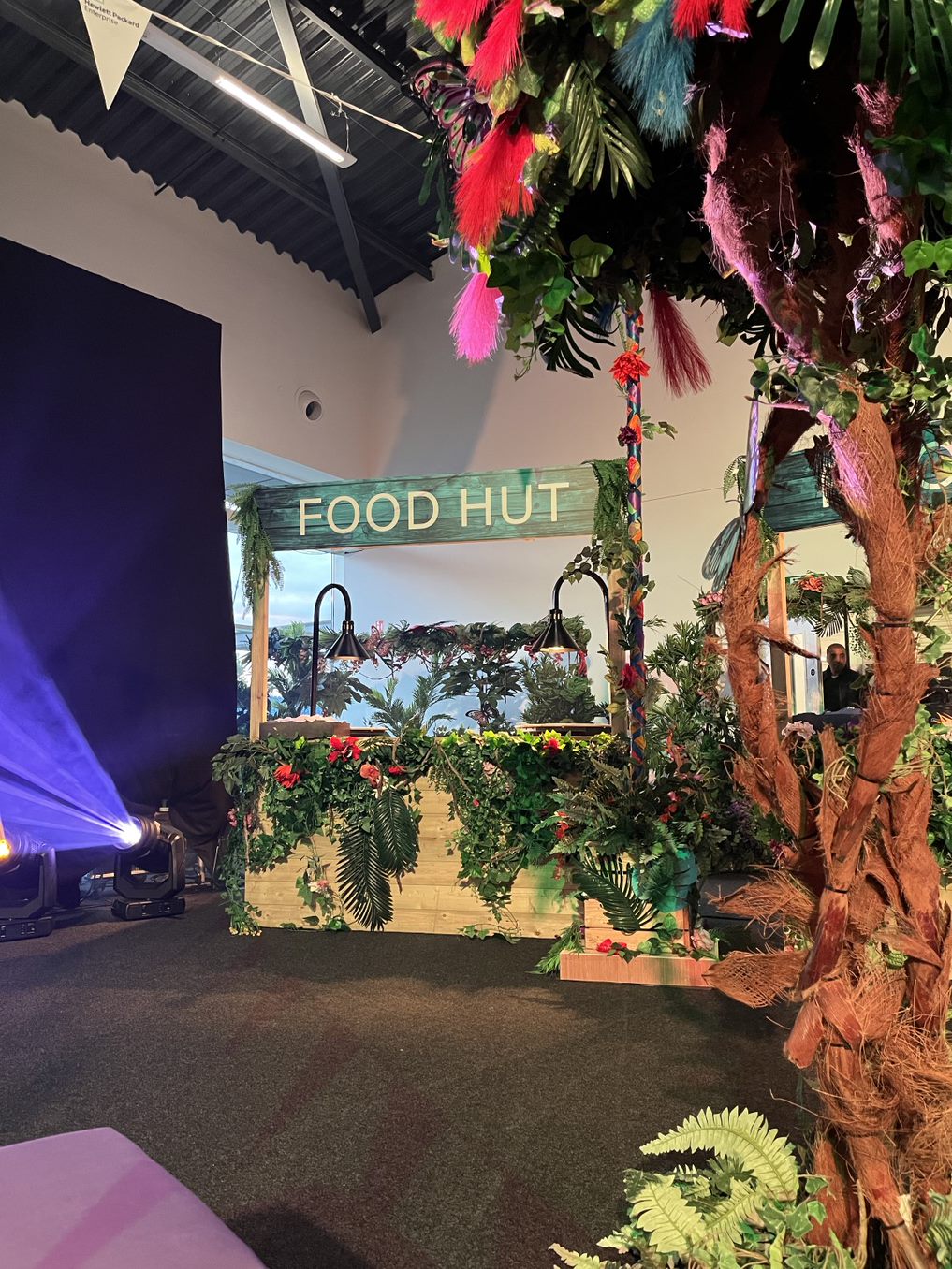 Eventologists Neon Jungle Themed Event Foliage Food Hut Prop Hire