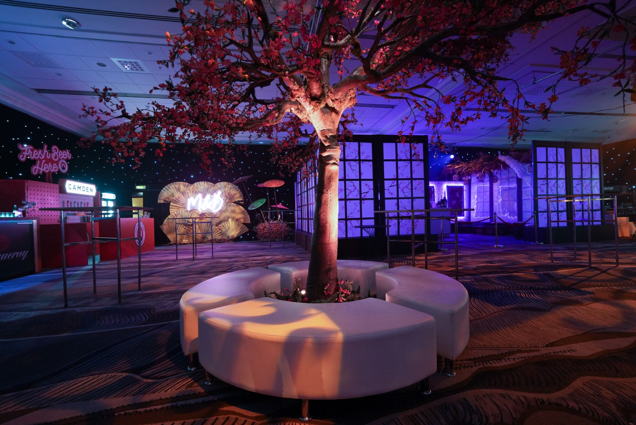 Eventologists Oriental Themed Event Chinese Blossom Trees With Seating Hire