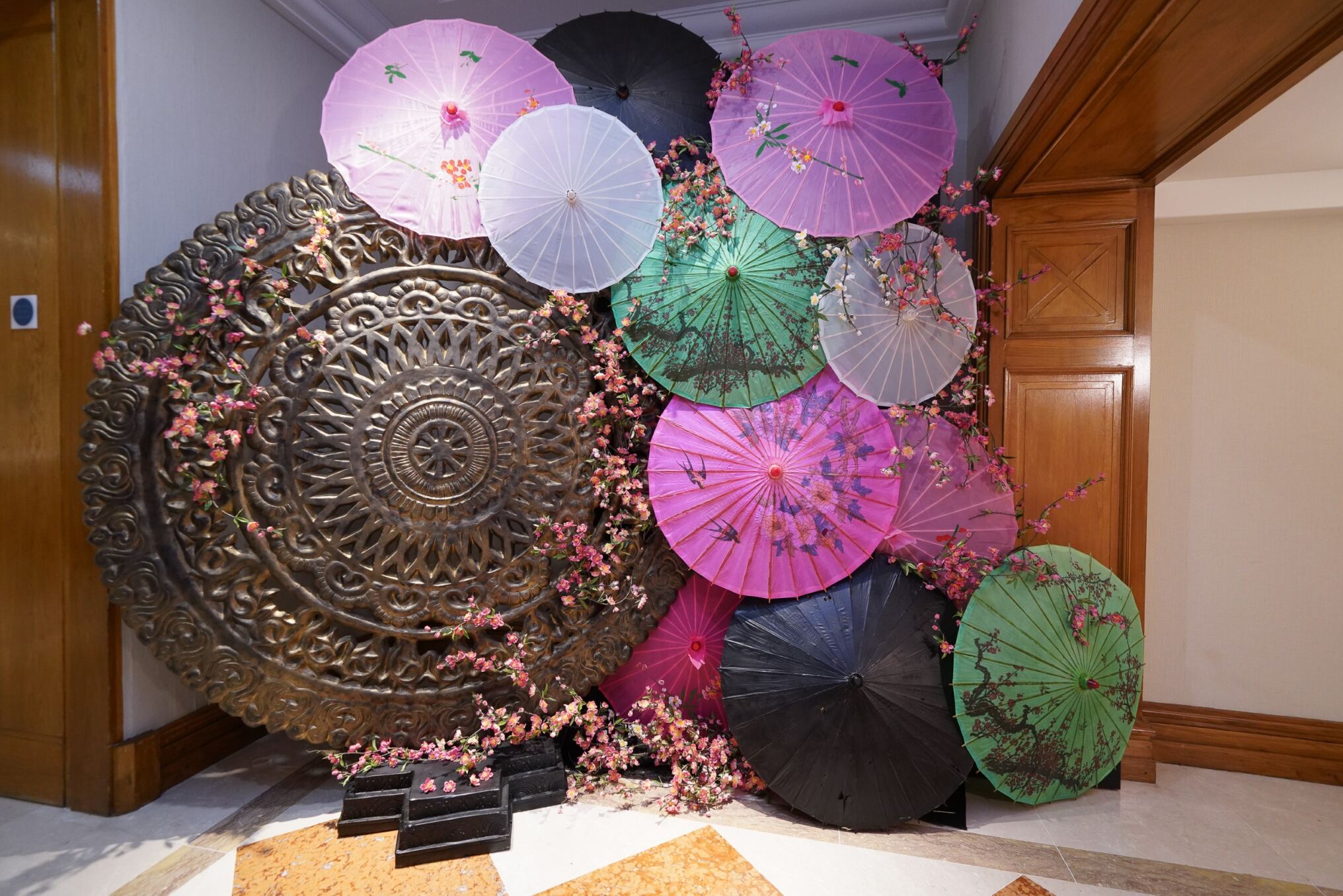 Eventologists Oriental Themed Event Umbrella Wall Prop Hire