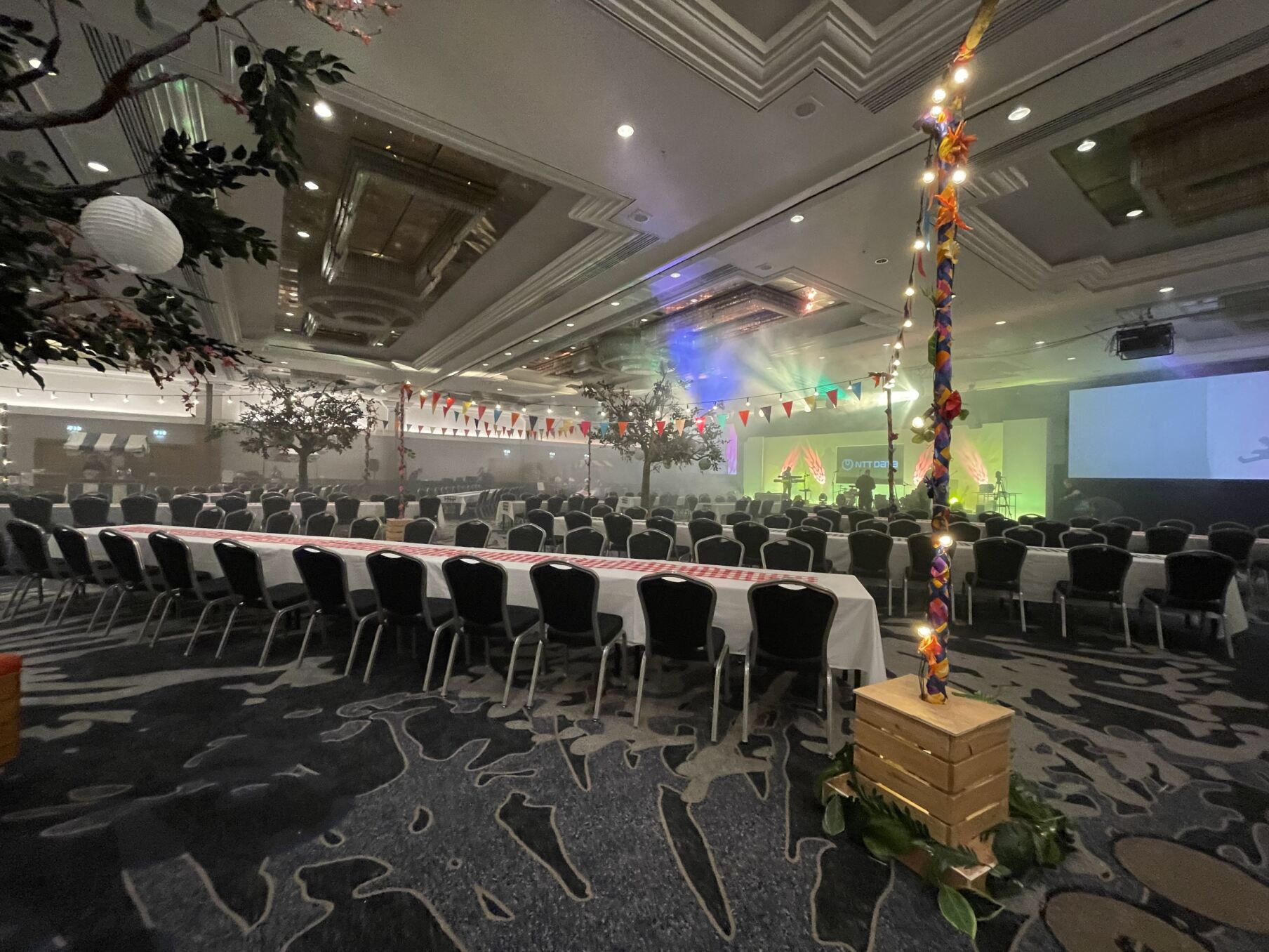 Eventologists Racing Themed Event Pallet Upright Dressed Hanging Lights Ceiling Dressing Hire