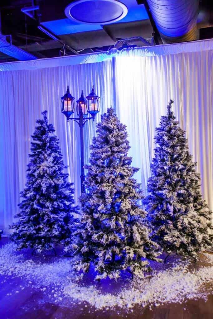 Eventologists Winter Wonderland Themed Event Snowy Tree Hire