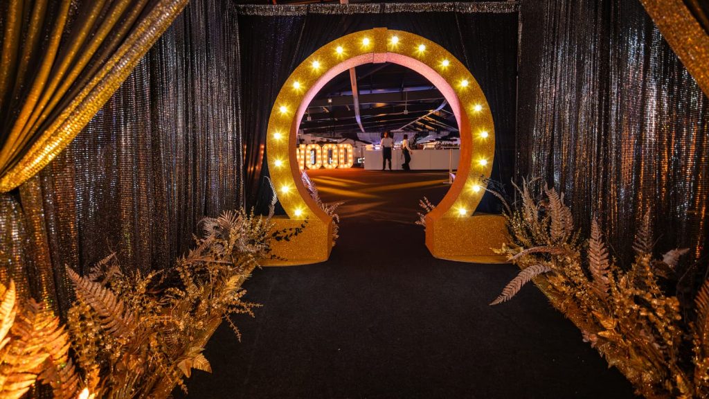 Eventologists Hollywood Themed Event Light Bulb Entrance Tunnel