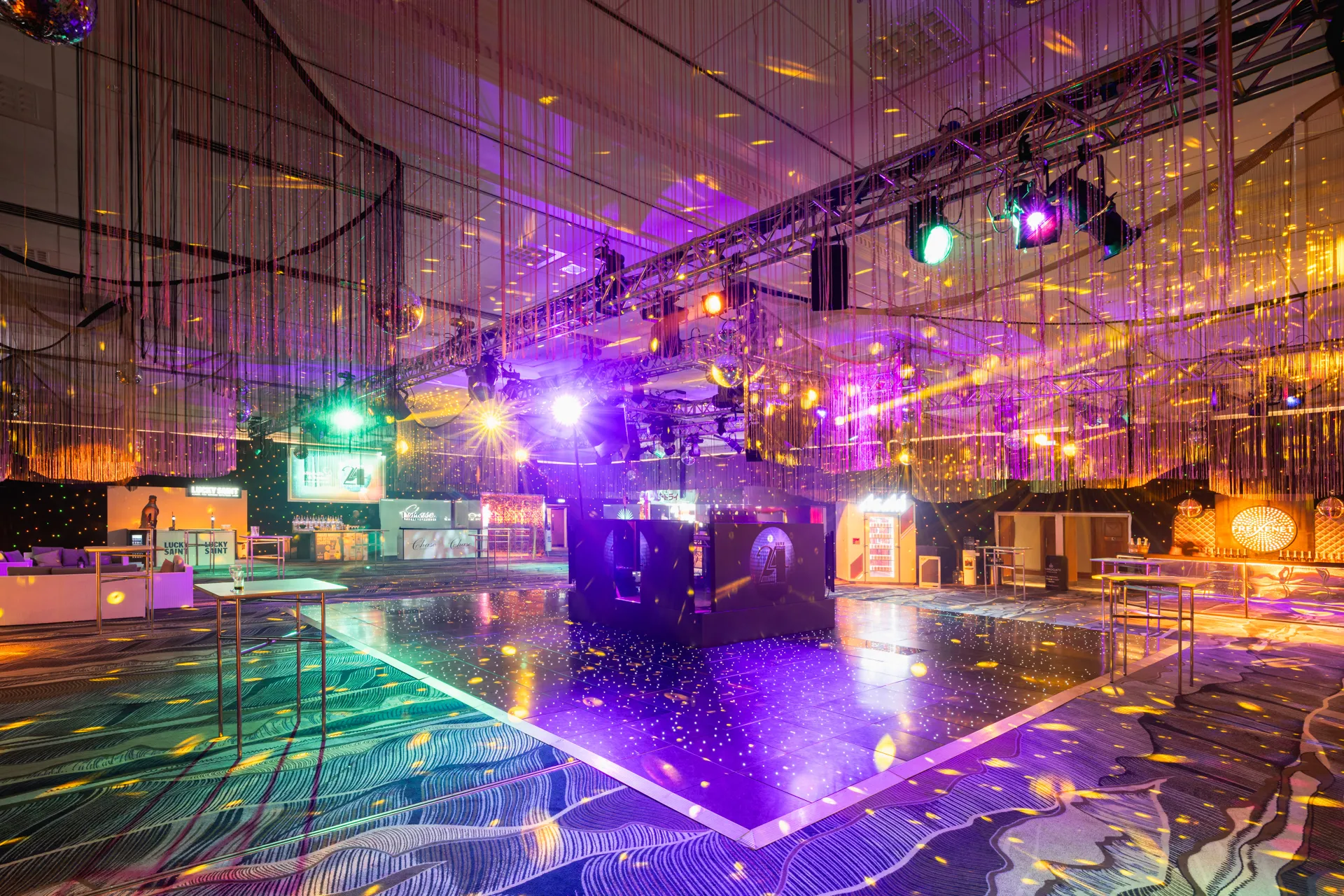 70s Dance Floor with Branded Bar Row