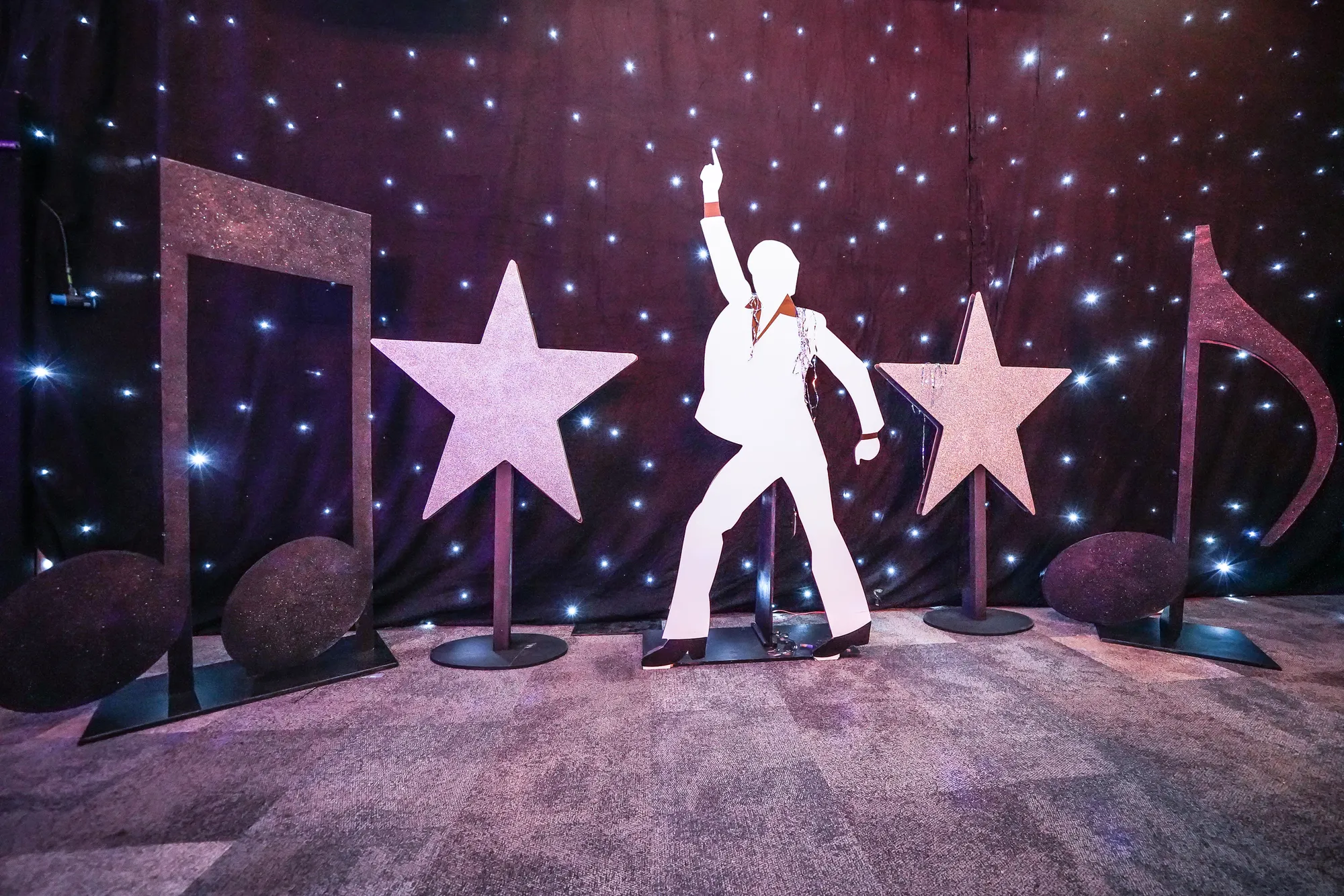 Disco Dancer Silhouette with Star & Music Note Props