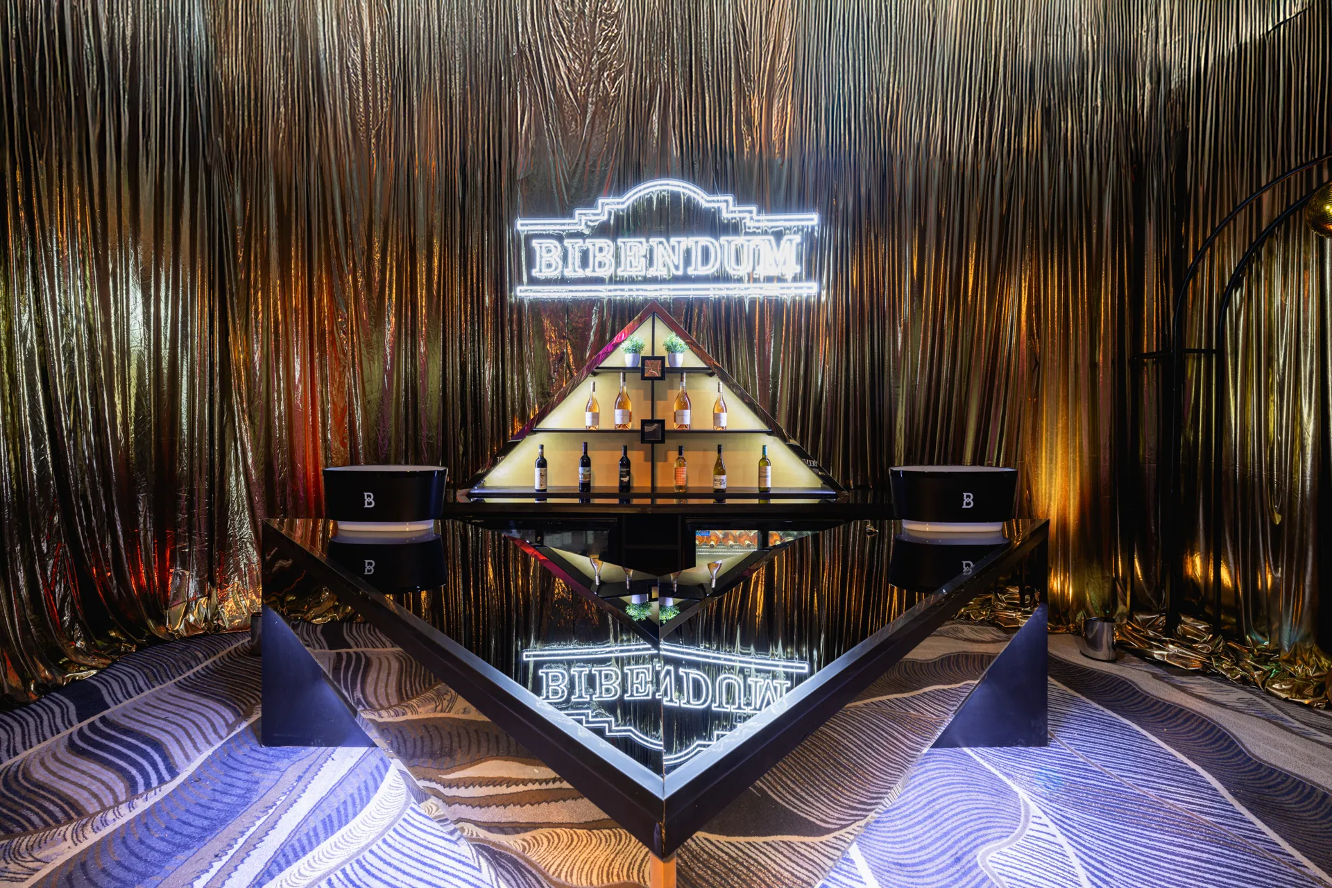 Pyramid Wine Display at Branded 'Bibendum' Bar