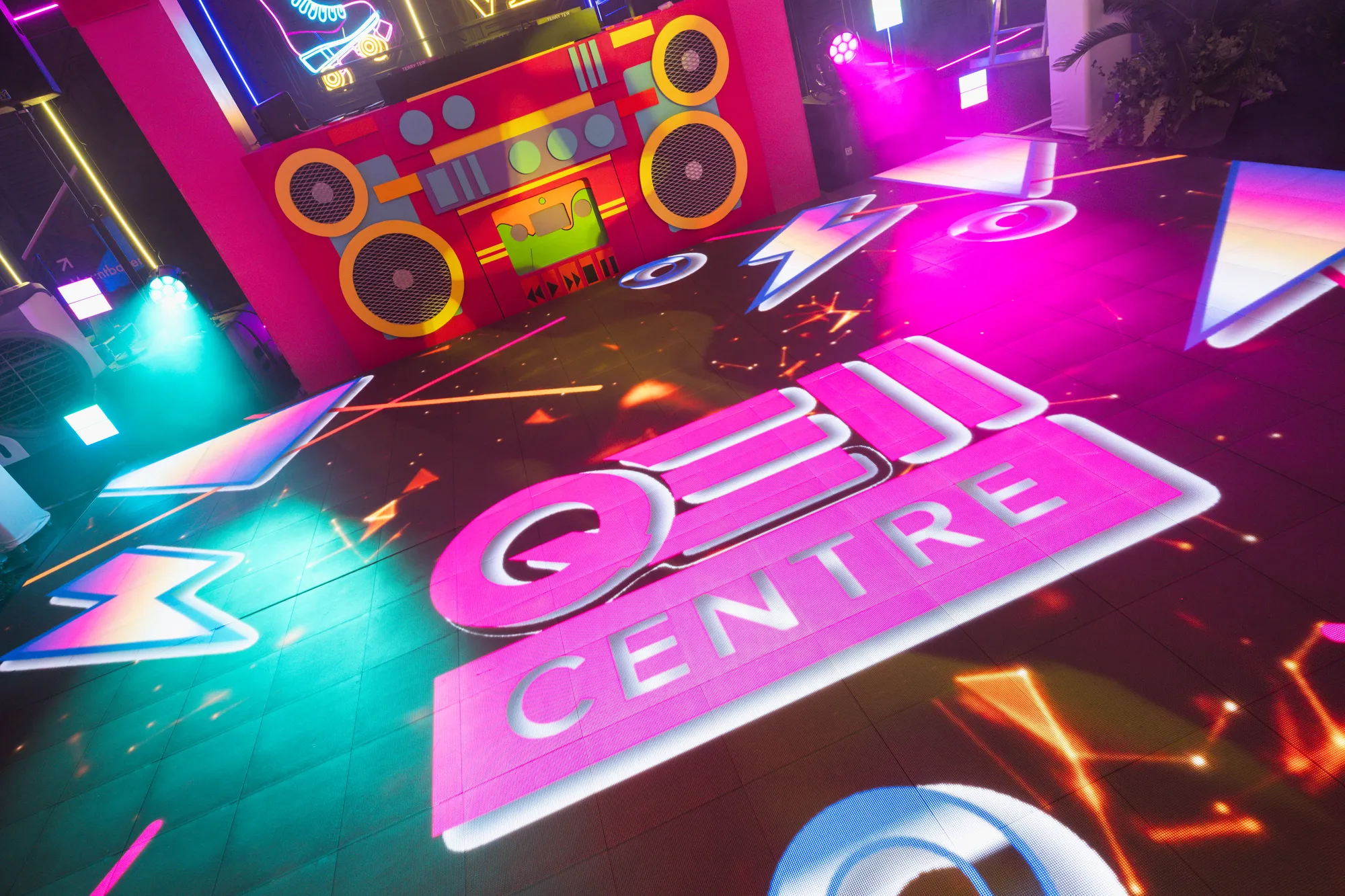 Boombox DJ Booth Over Branded LED Dance Floor