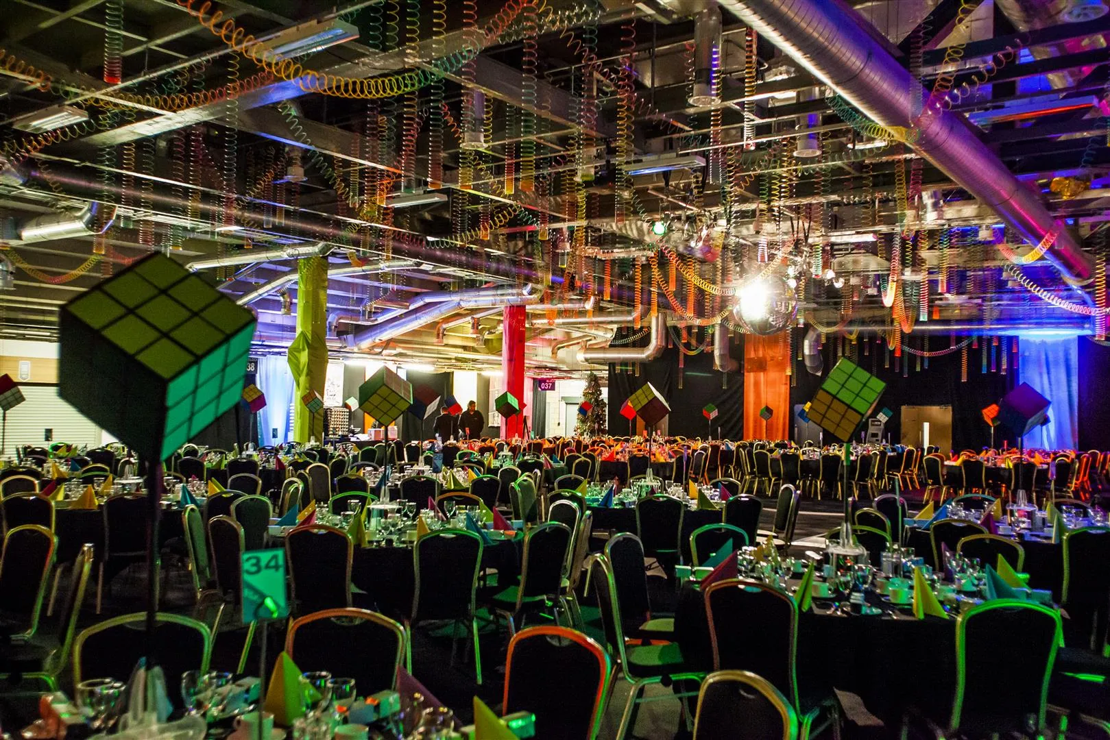 Rubik's Cube Centrepieces Across a Full Banquet Room