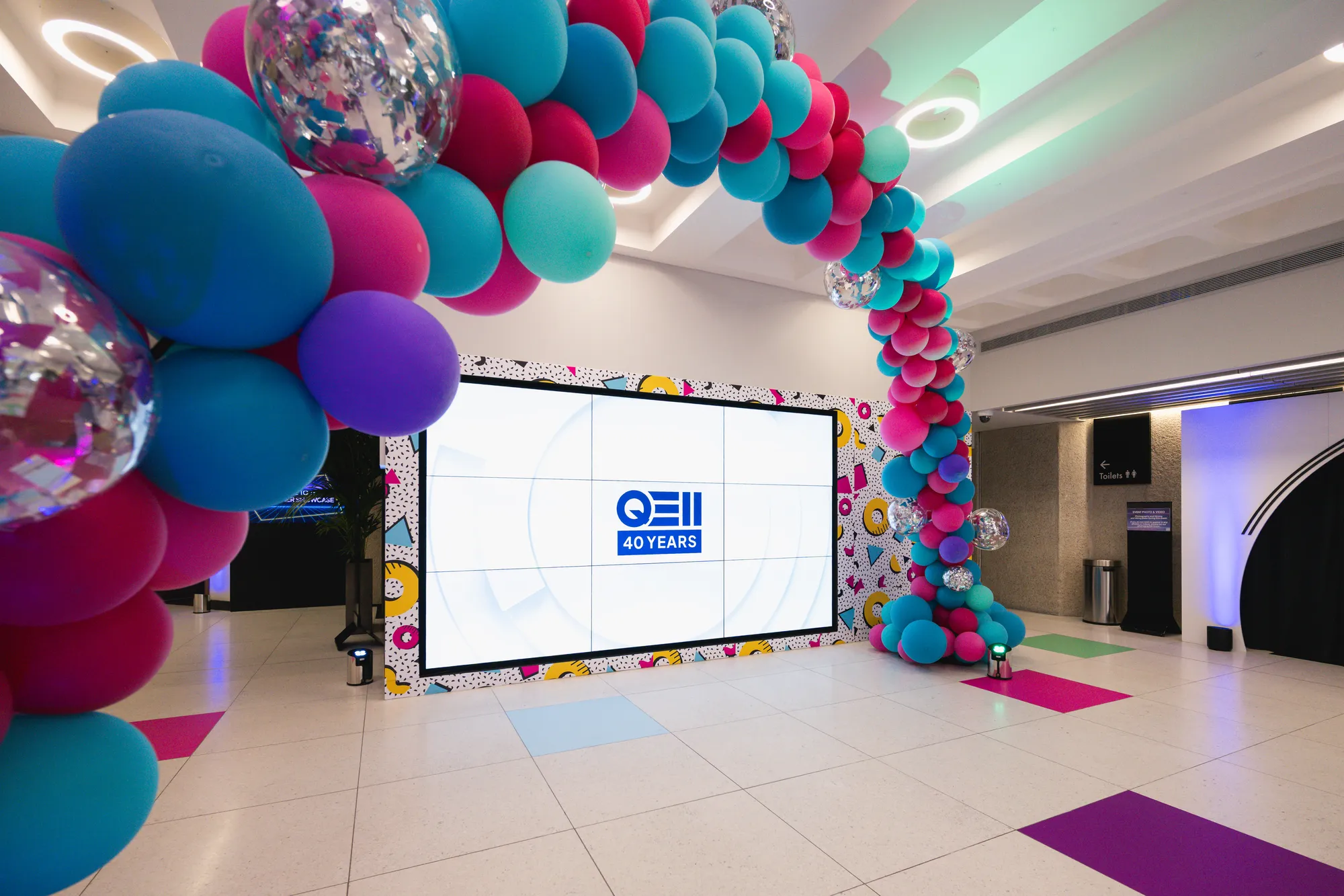 Pink & Teal Balloon Garland Arch Entrance