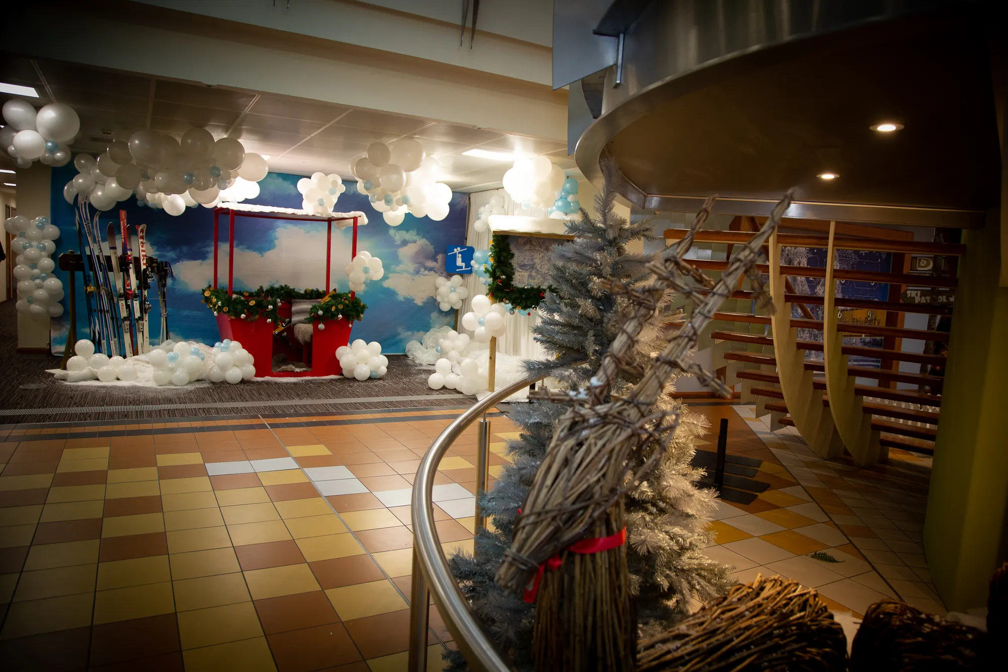 Red Ski Gondola Photo Booth Among the Clouds