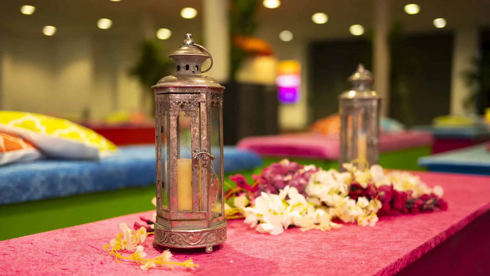 Moroccan Lantern & Floral Table Detail